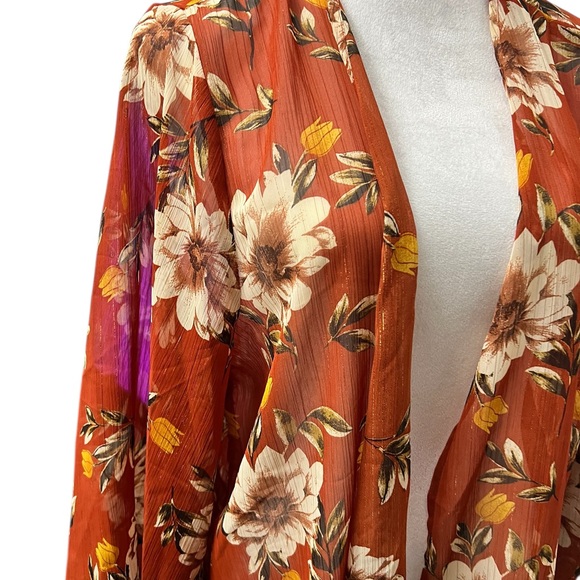 Maurices metallic floral open front kimono Large/XLarge - Picture 4 of 7
